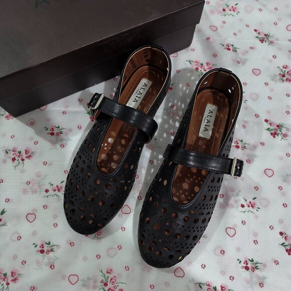 Alaia Black Ballet Flats - Picture 1 of 7